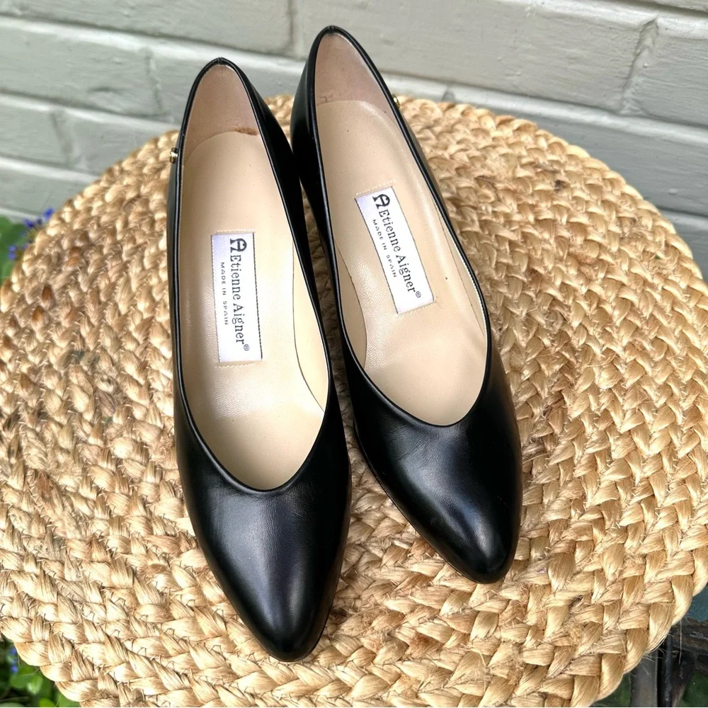 Etienne Aigner Zurich Black Leather Pumps NWOT - Picture 10 of 16
